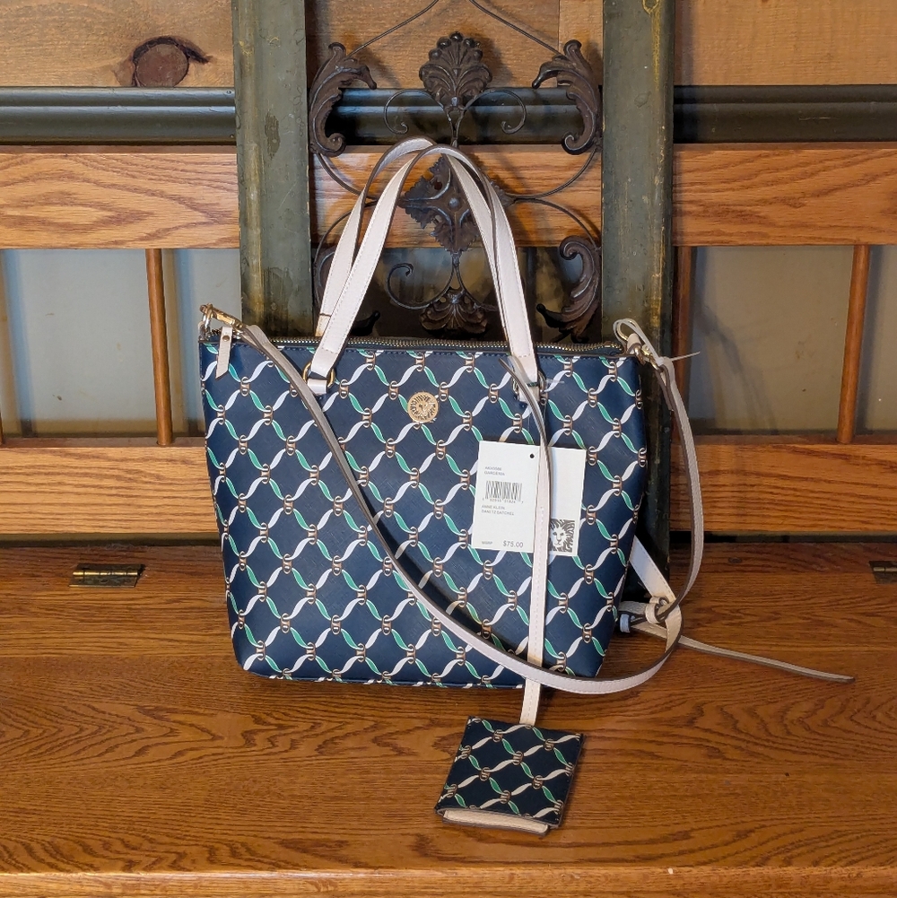 Anne Klein Blue Multi Dani TZ Satchel Tote Bag